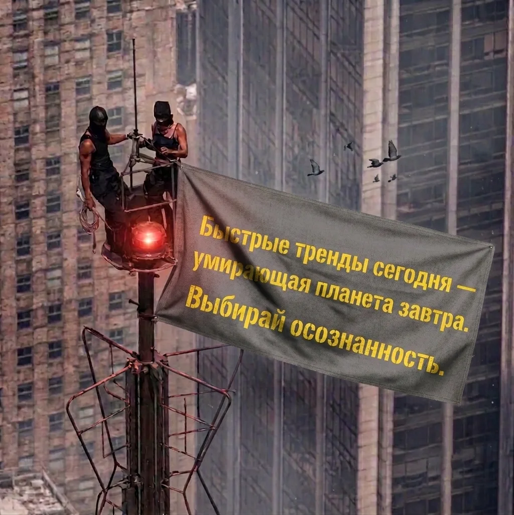 ЦЕНА МИНУТНЫХ ТРЕНДОВ🌍

Каждую секунду в мире выбрасывается или сжигается целый грузовик одежды. Бы