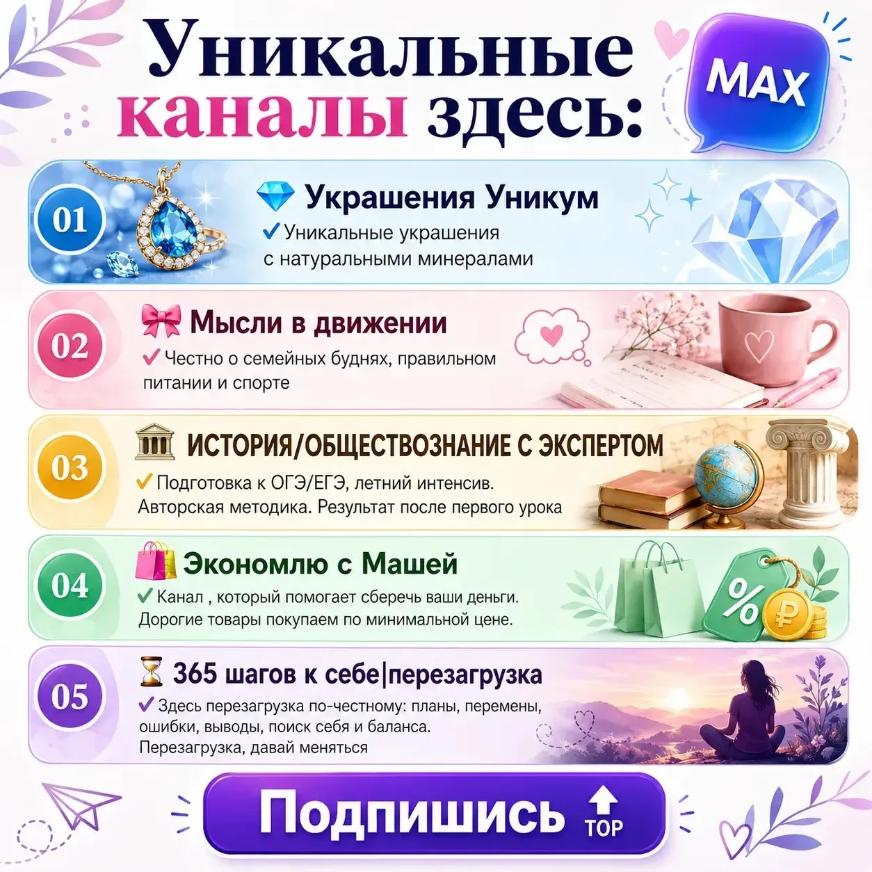 Уникальные каналы здесь:

💎 Украшения Уникум

   ✔️Уникальные украшения с натуральными минералами

