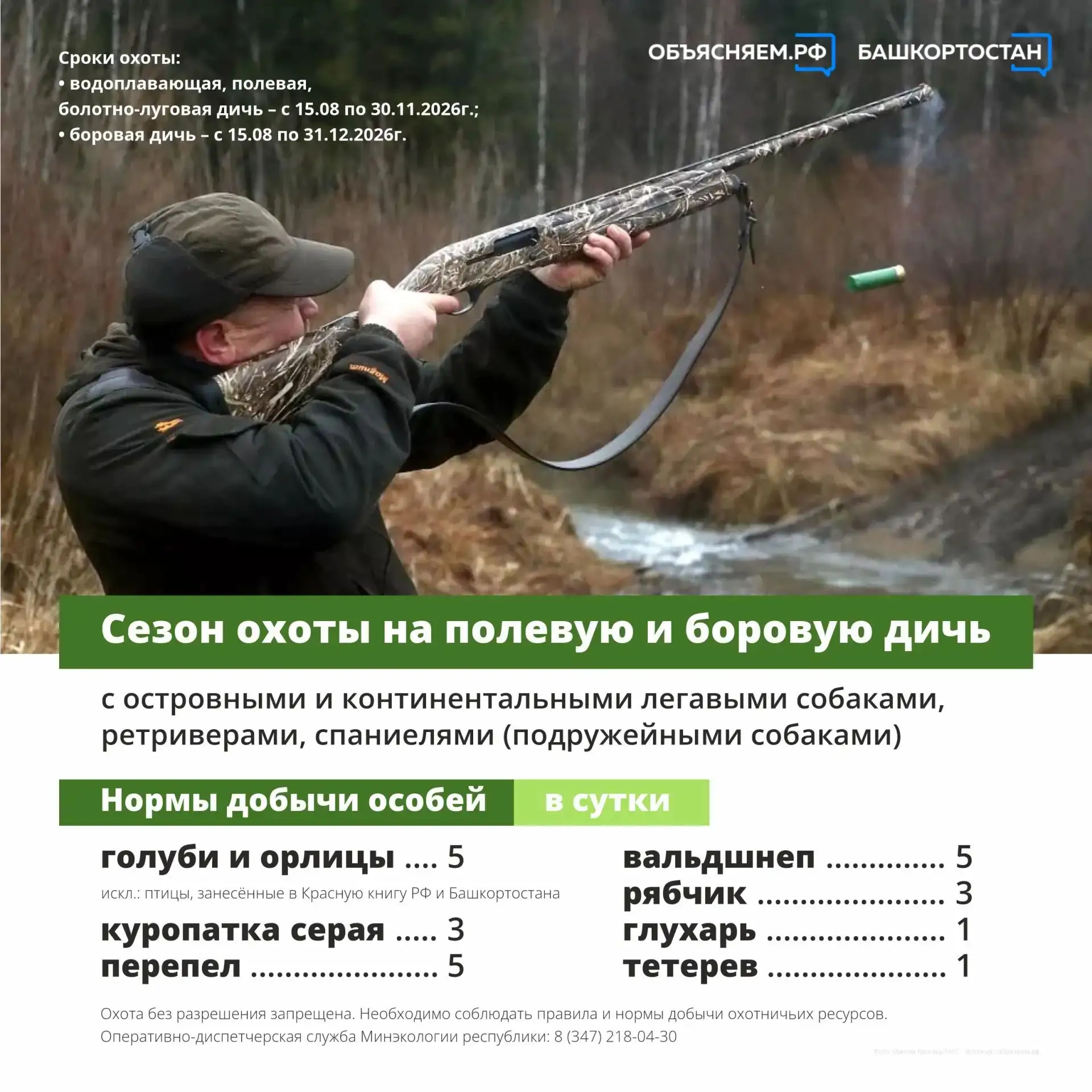 В Башкортостане стартовал летне-осенний сезон охоты на пернатую дичь.