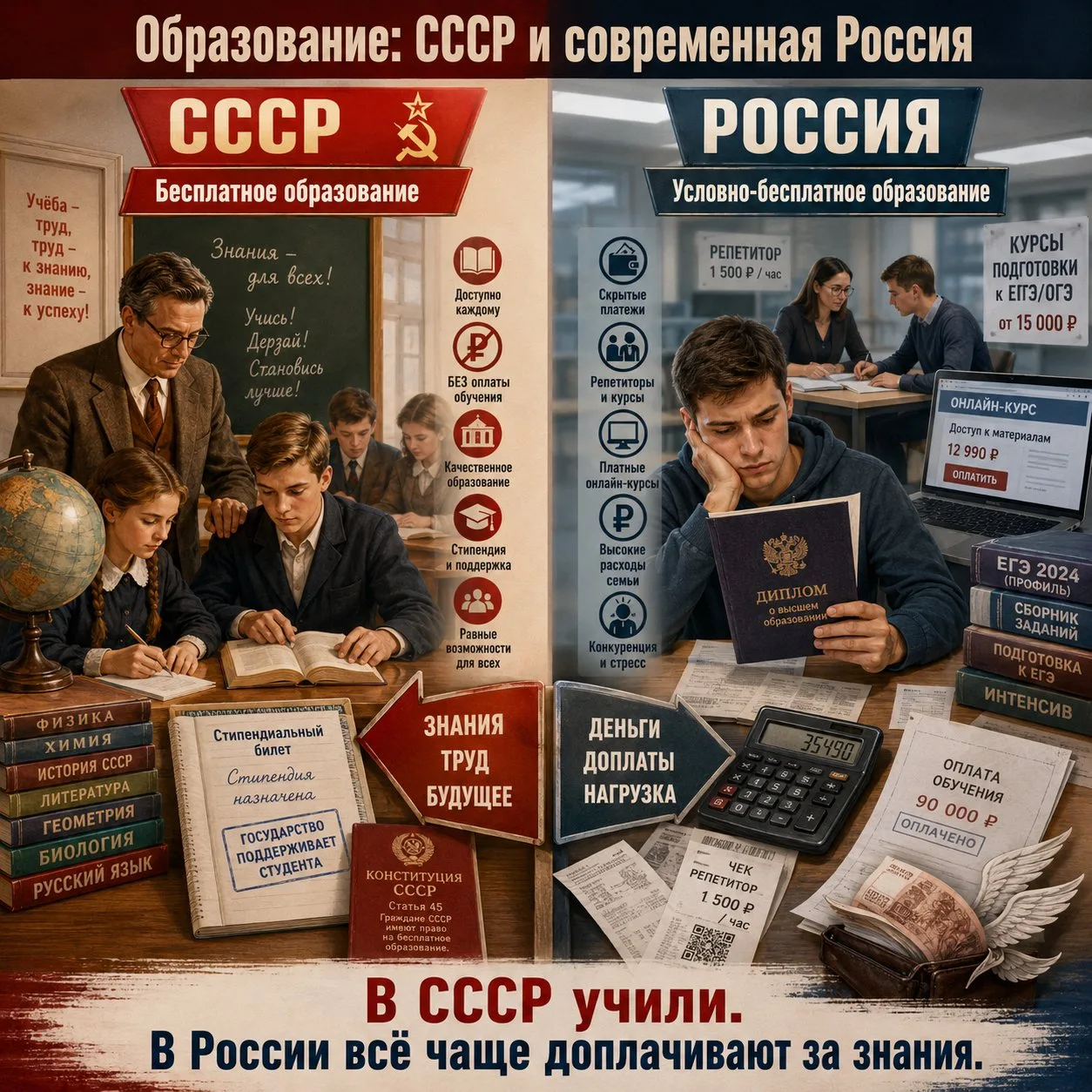 🎓 Бесплатное образование: СССР и современная Россия

Когда сравнивают СССР и современную Россию, ча
