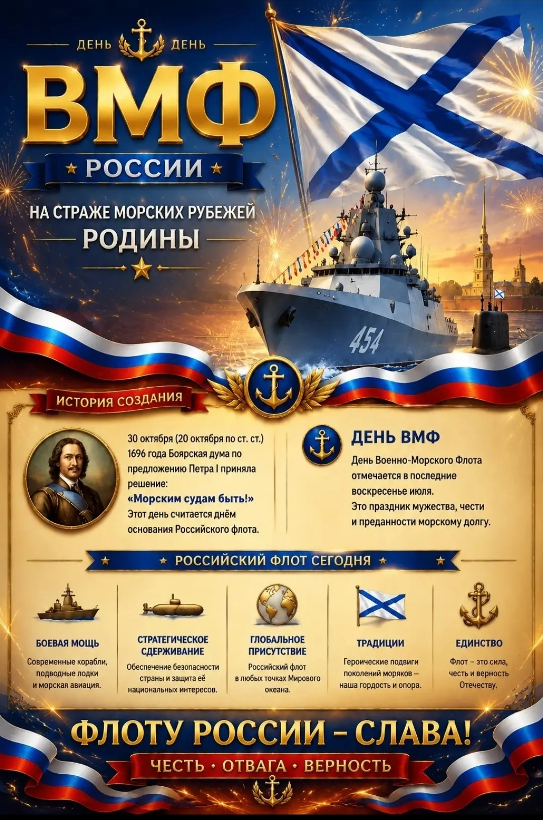 🎉 С Днём Военно‑Морского Флота — 2026! 🎉

От всей души поздравляем всех, кто стоит на страже морск