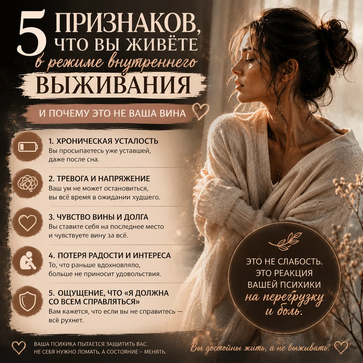 📍5 признаков, что вы живёте в режиме внутреннего выживания (и почему это не ваша вина)