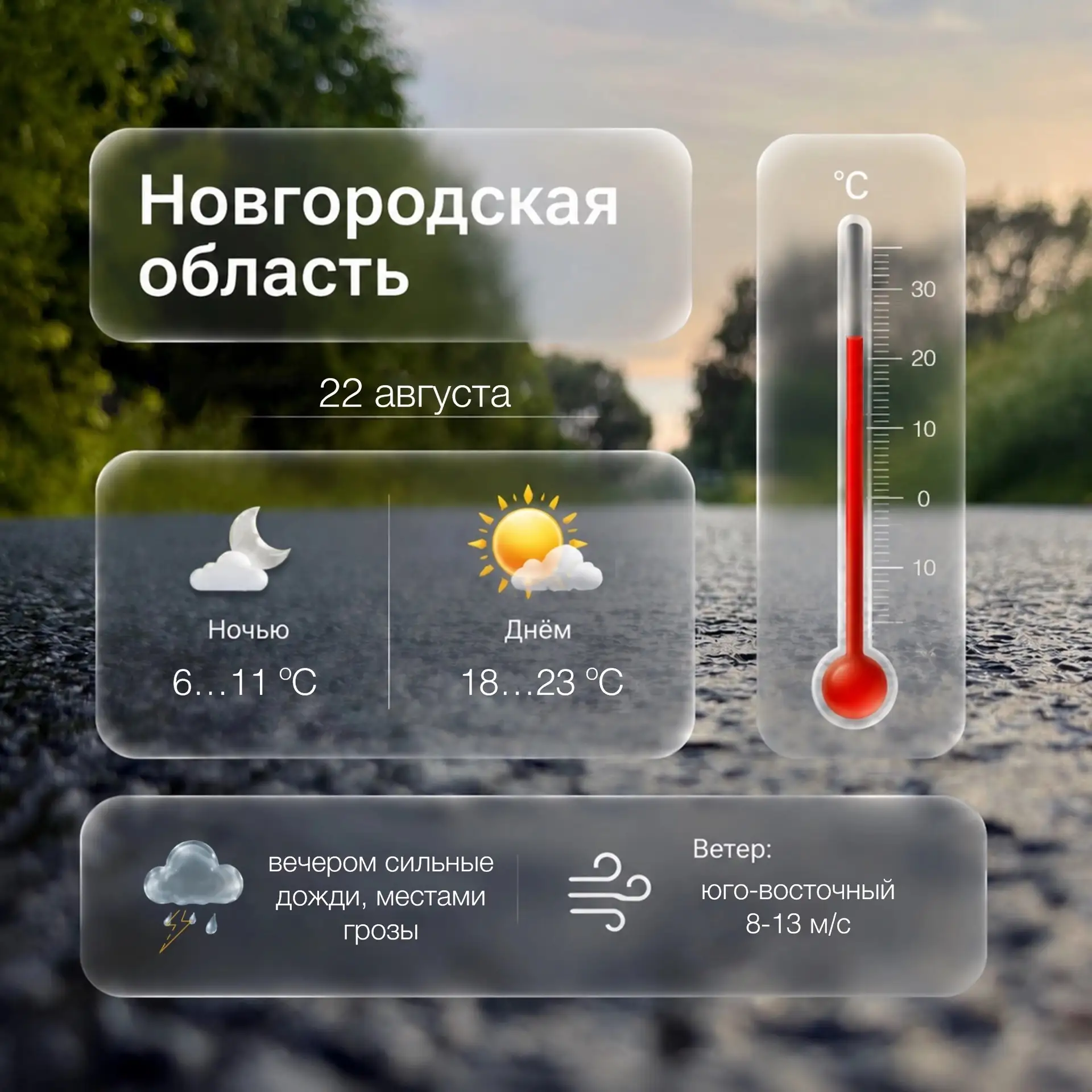 ⛈ Погода в Новгородской области на сегодня, 22 августа