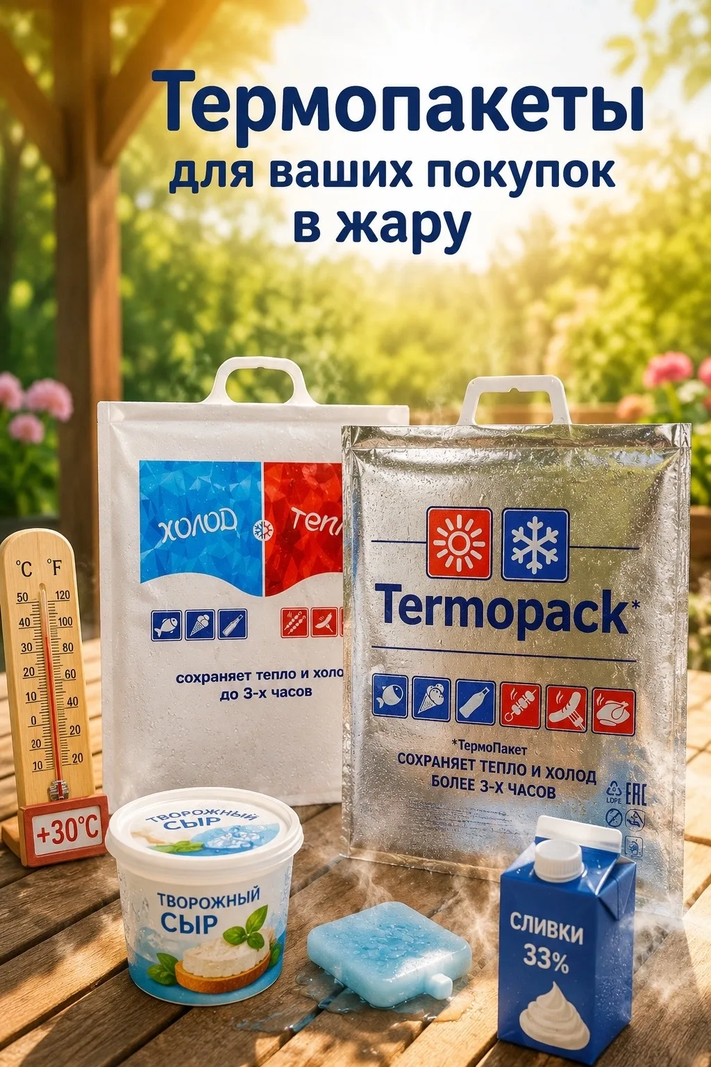 Термопакеты для перевозки и хранения творожного сыра, сливок и других молочных продукто...