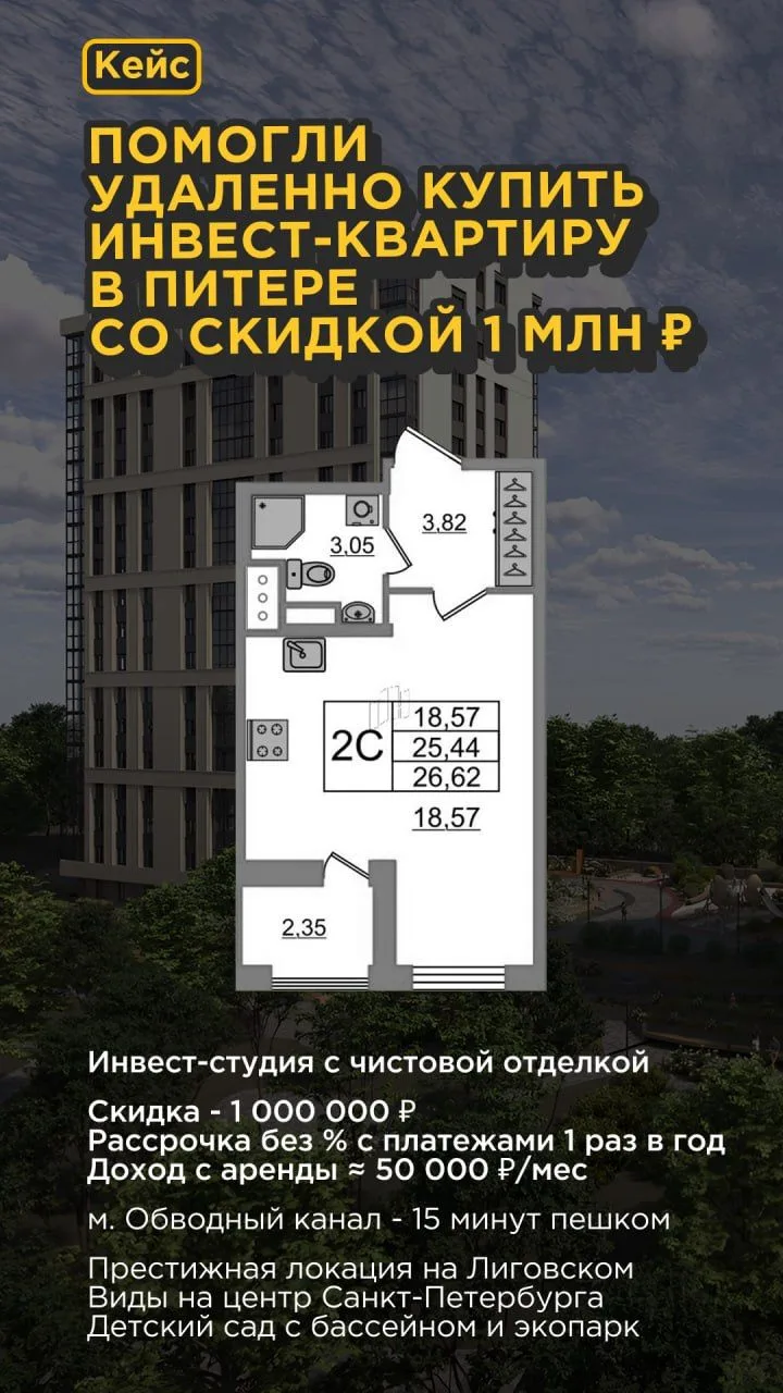 🔑🔑🔑 Как купить инвест-квартиру, находясь за 1000 км от Питера, и получить скидку 1 млн