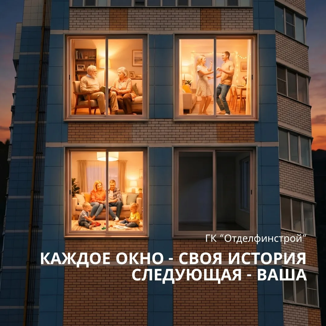 🏠 В одном окне ещё нет света - потому что это ваша будущая квартира.