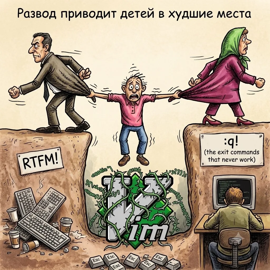 О чем нам говорит этот мем? vim появился в результате детских психологических травм...