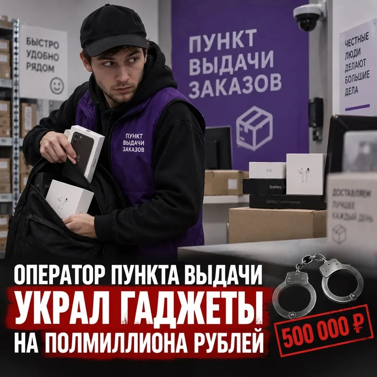 📱 Оператор пункта выдачи украл гаджеты на полмиллиона