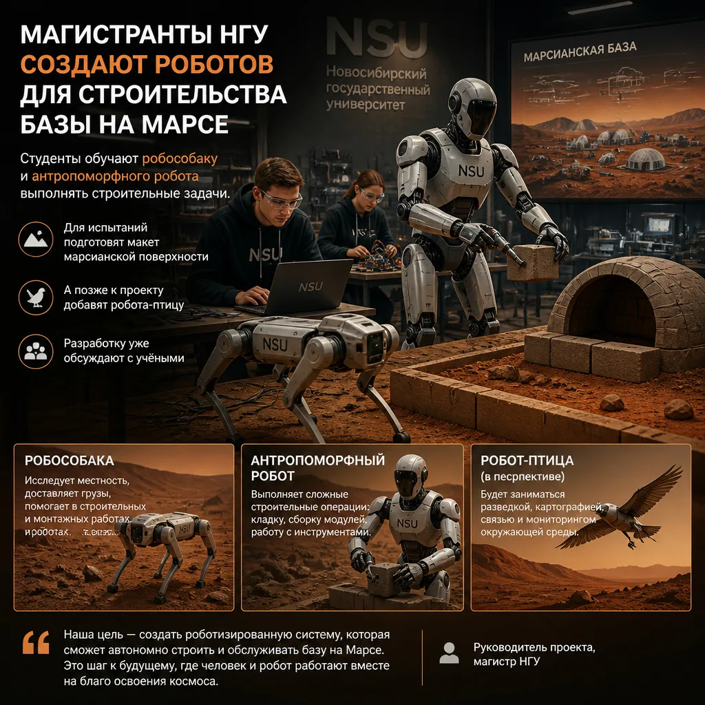 🤖 Магистранты НГУ создают роботов для строительства базы на Марсе