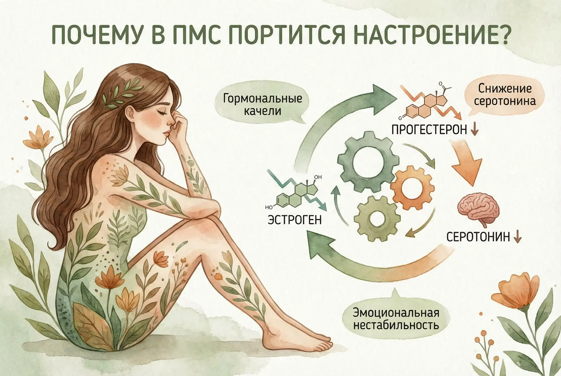 ⬇️ Почему в ПМС портится настроение? ⬇️  Плаксивость, раздражительность, резкие перепады настроения 