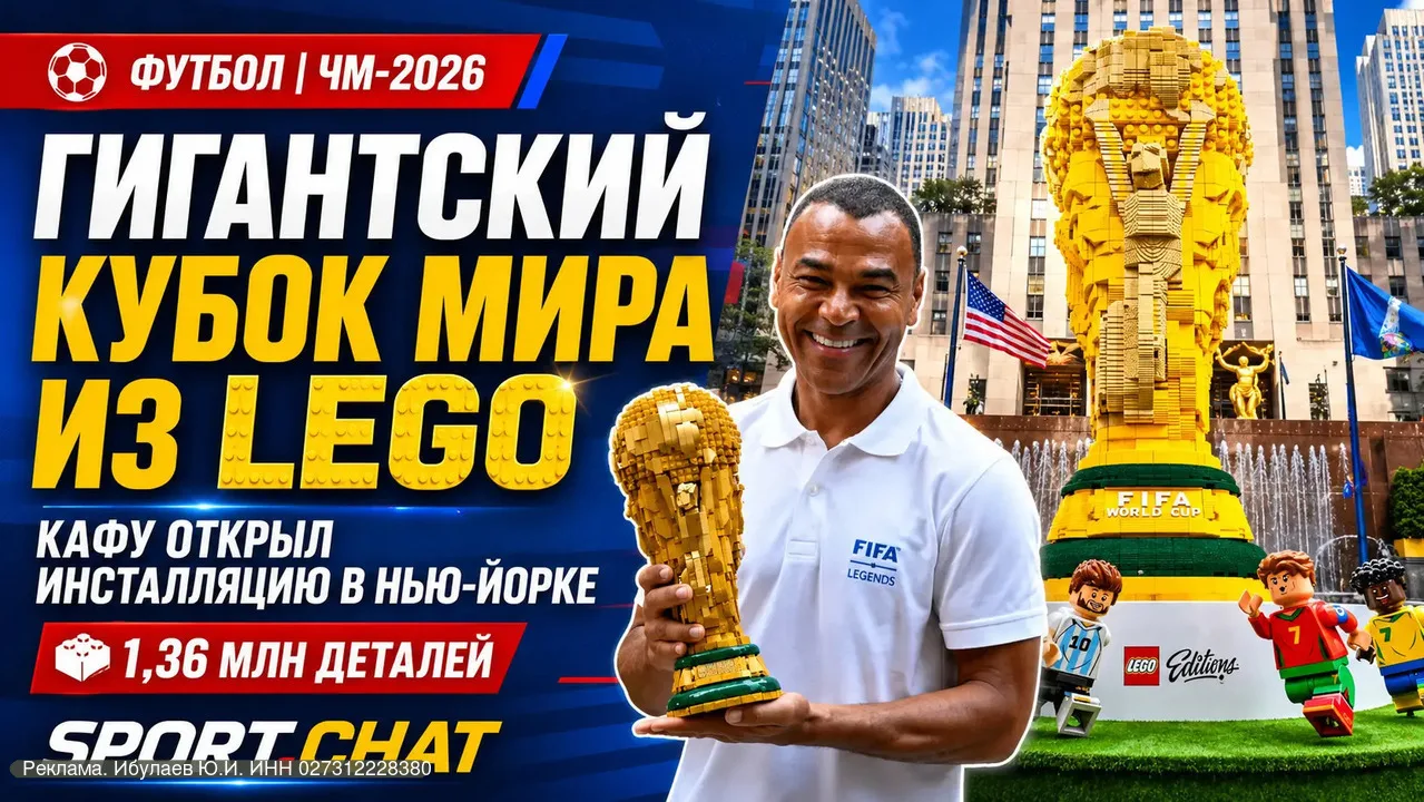В Нью-Йорке открыли гигантский Кубок мира из LEGO