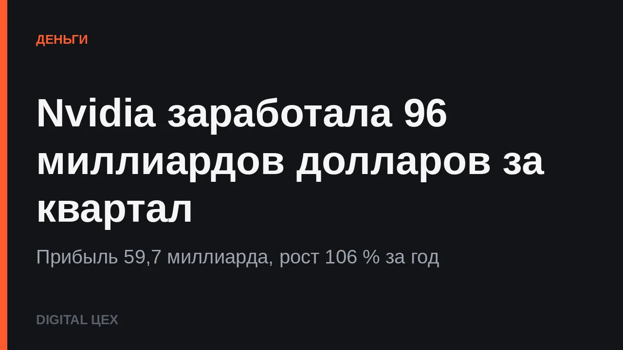 NVIDIA ЗАРАБОТАЛА 96 МИЛЛИАРДОВ ДОЛЛАРОВ ЗА КВАРТАЛ
