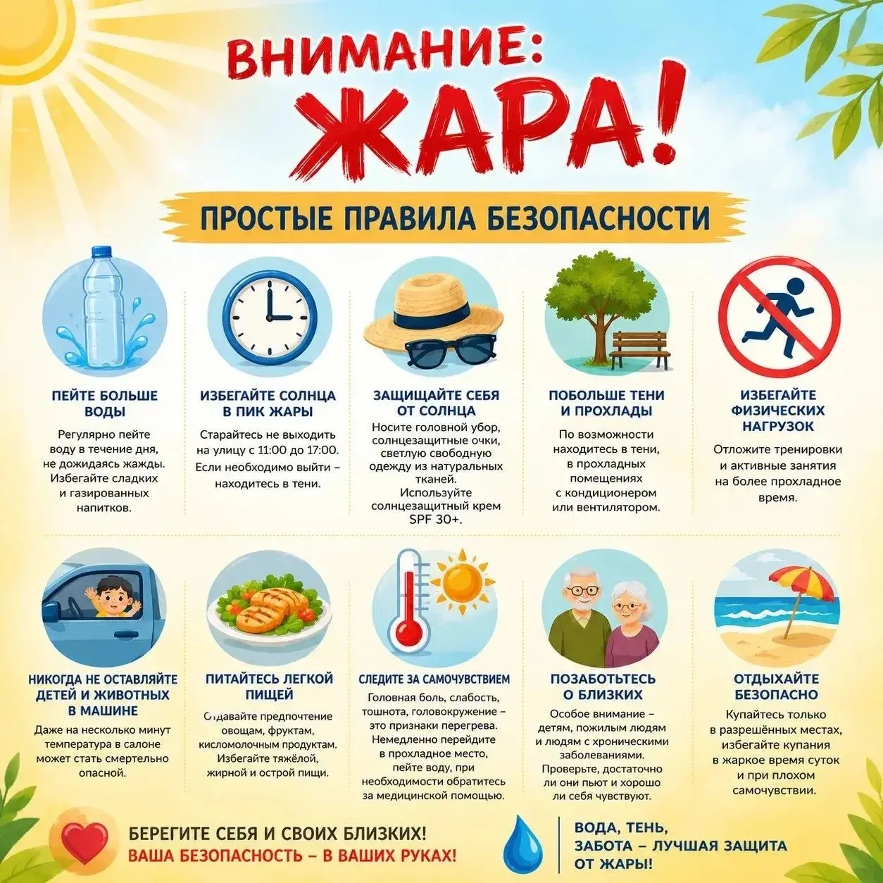 #Жара #Безопасность #ЛетниеСоветы #Здоровье #Саторис #БезопасностьДетства #ВлТЖТ