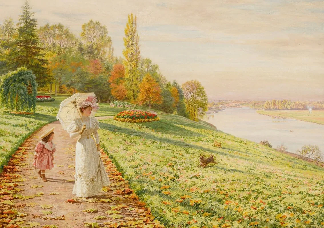 «Осенняя прогулка», французский художник Мари-Франсуа Фирмен-Жирар (1838–1921 годы).