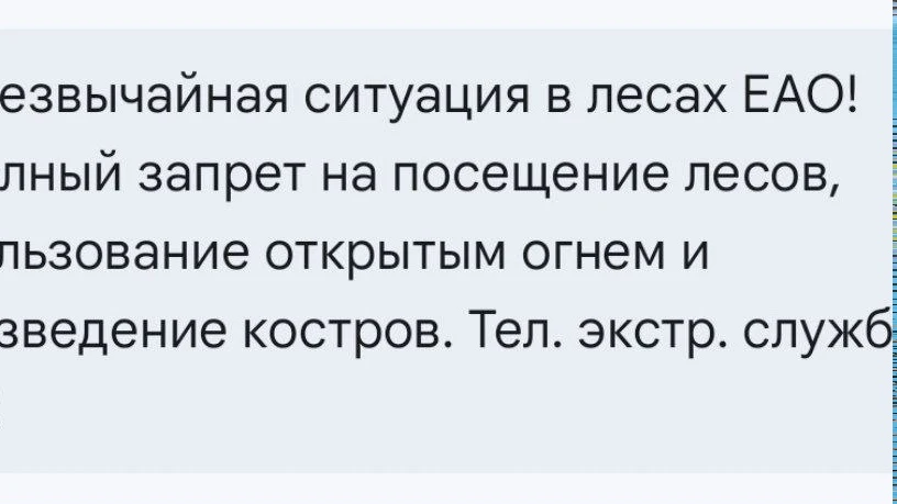 ЧС в ЕАО. Полный запрет на посещение лесов.  НЕ ЗАБУДЬ ПОДПИСАТЬСЯ ⤵️