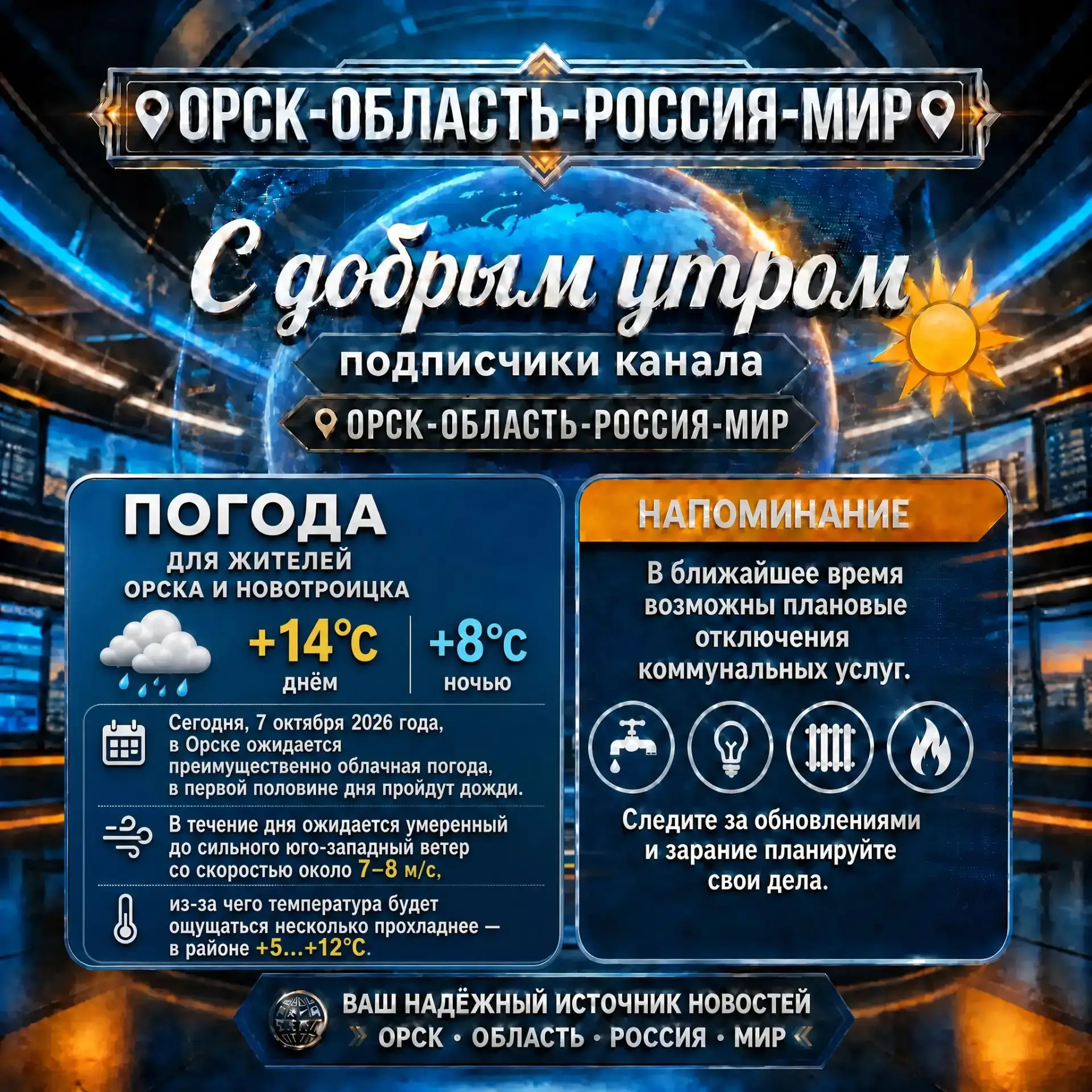 ☀️ Доброе утро, дорогие подписчики нашего канала 📌Орск-Область-Россия-Мир📌