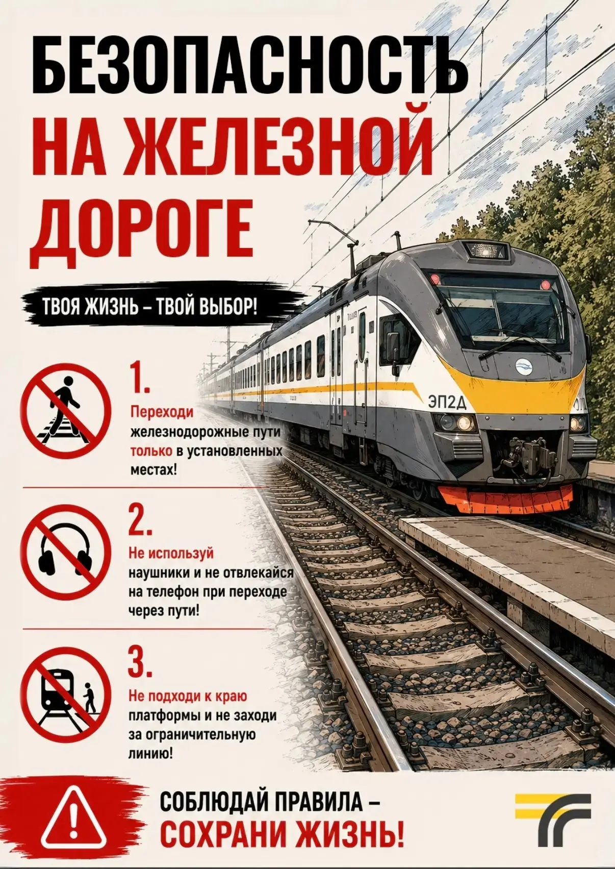 Как защитить себя на железнодорожных путях? 
 
Железная дорога — зона повышенной опасности. Ежегодно