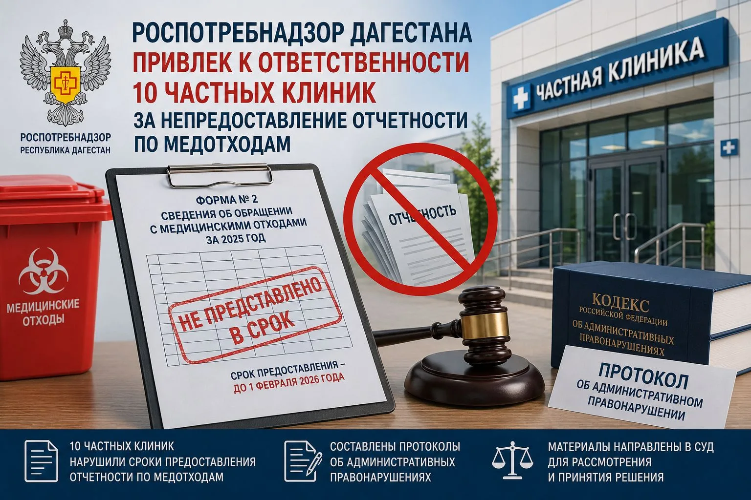 Роспотребнадзор Дагестана привлек к ответственности 10 частных клиник за непредоставление отчетности