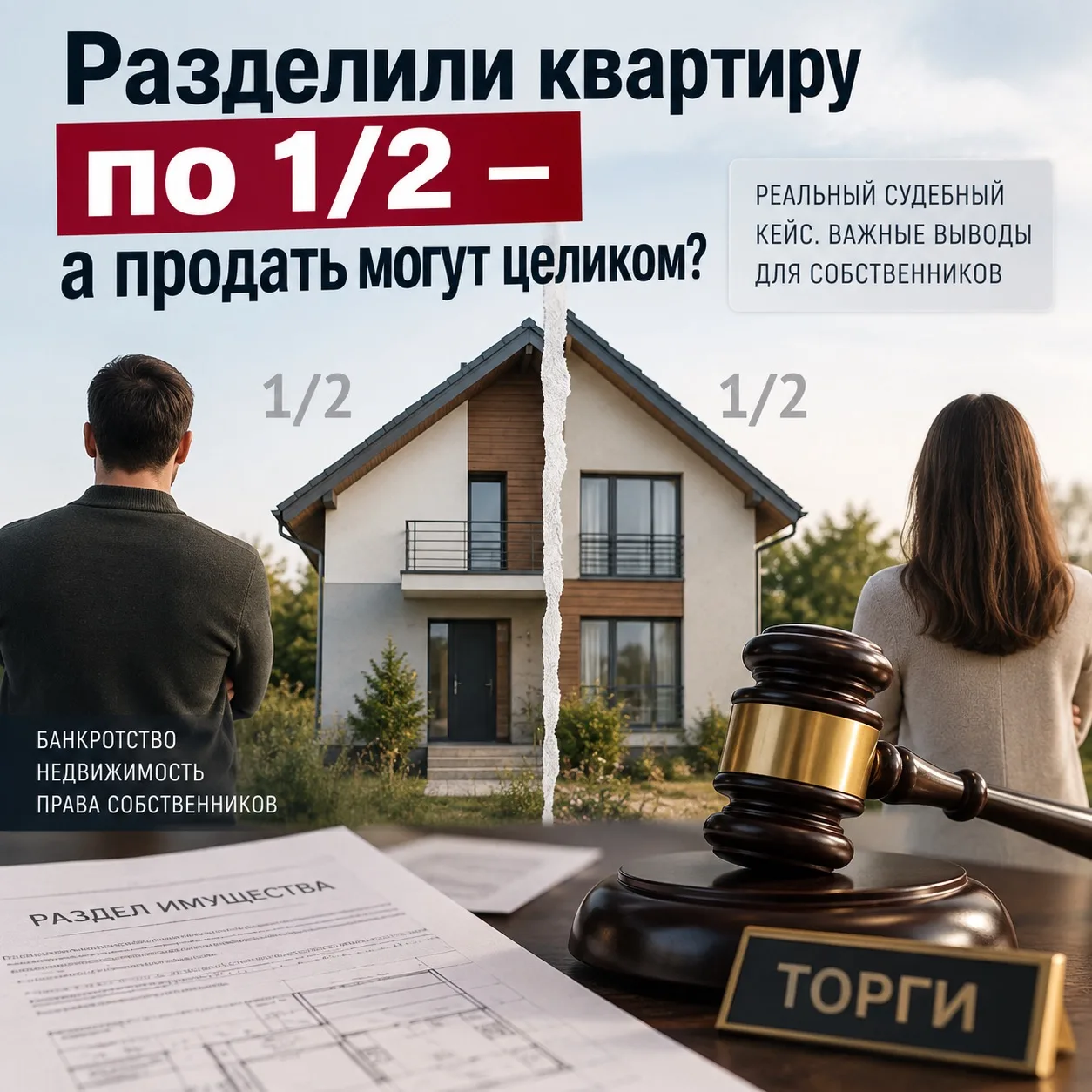 Разделили имущество супругов по ½. Значит ли это, что при банкротстве одного из них вто...