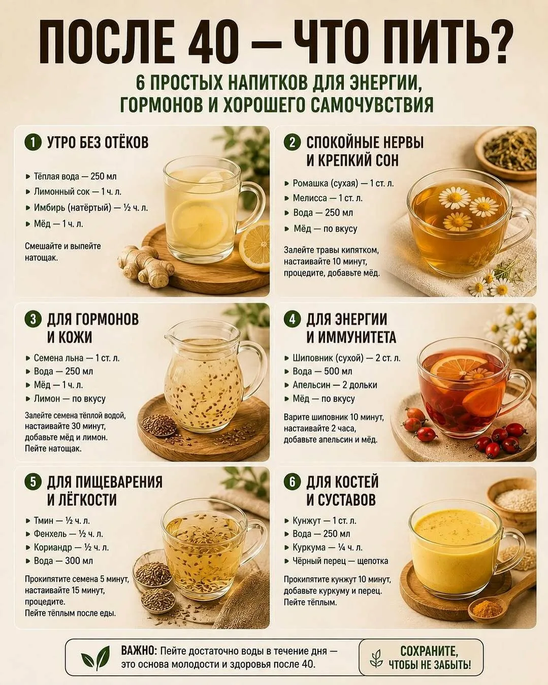 ПОСЛЕ 40 ОСОБЕННО ВАЖНО СЛЕДИТЬ ЗА ТЕМ, ЧТО ВЫ ПЬЁТЕ⚡