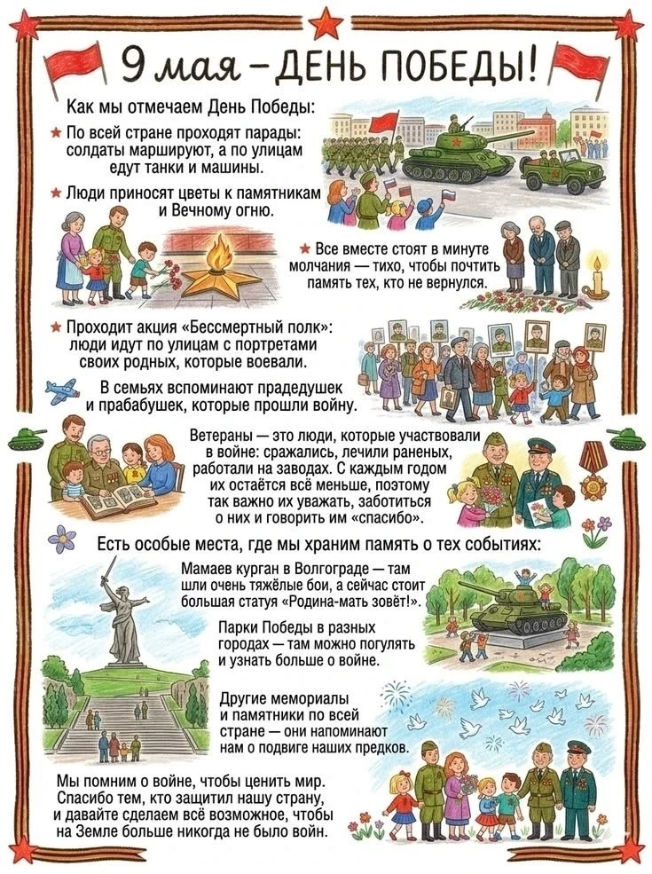 Расскажите детям о войне и о Великой Победе!