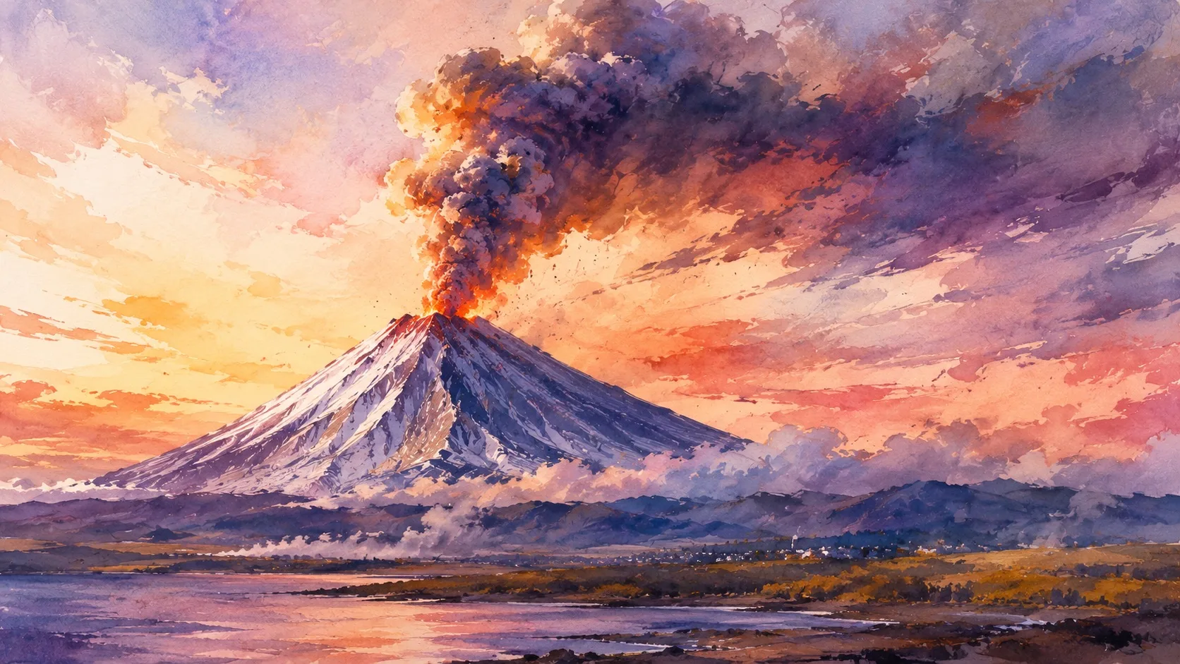 🌋 Ключевской выбросил пепел на высоту 5,5 километра