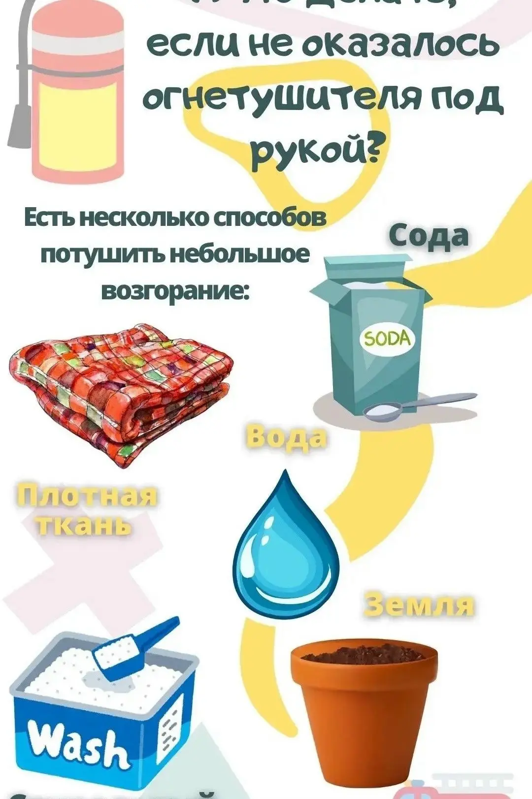 НЕТ ОГНЕТУШИТЕЛЯ? НЕ РАСТЕРЯЙСЯ – ВОТ 4 СПАСАТЕЛЬНЫХ ШАГА!