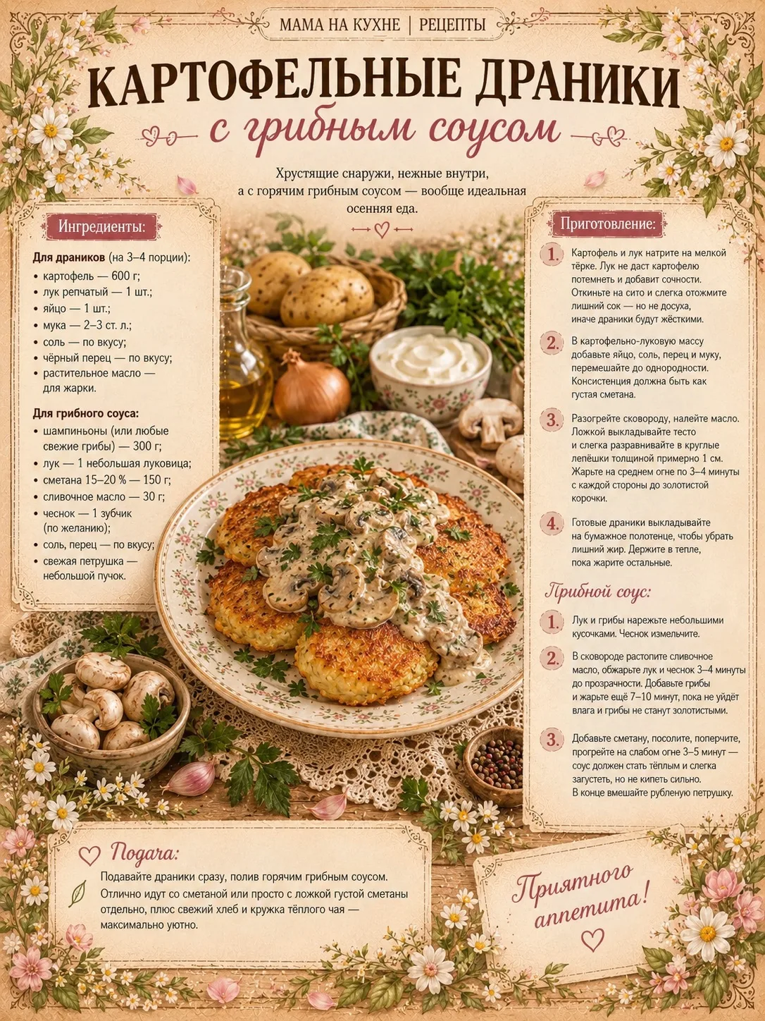 🌸 Картофельные драники с грибным соусом 🌸