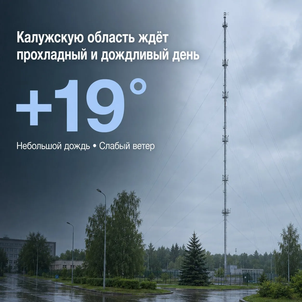Калужскую область ждёт прохладный и дождливый день
