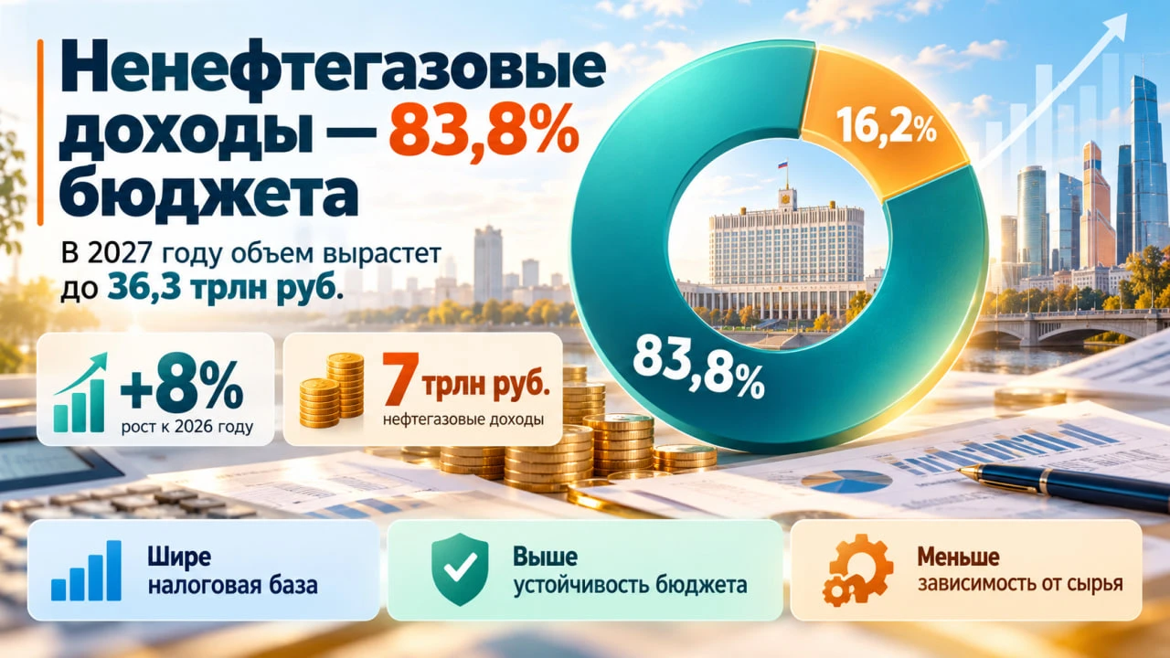 Ненефтегазовые доходы обеспечат почти 84% федерального бюджета. В структуре российских ...