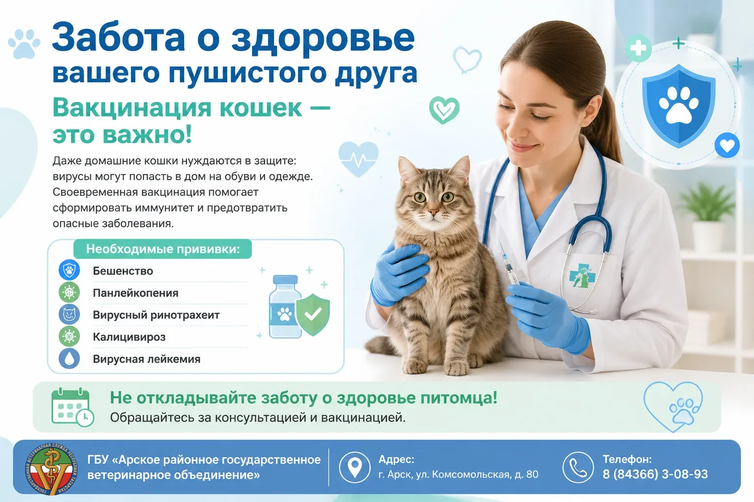 Забота о здоровье вашего пушистого друга: почему вакцинация кошек – это важно

 Специалисты ГБУ "Арс
