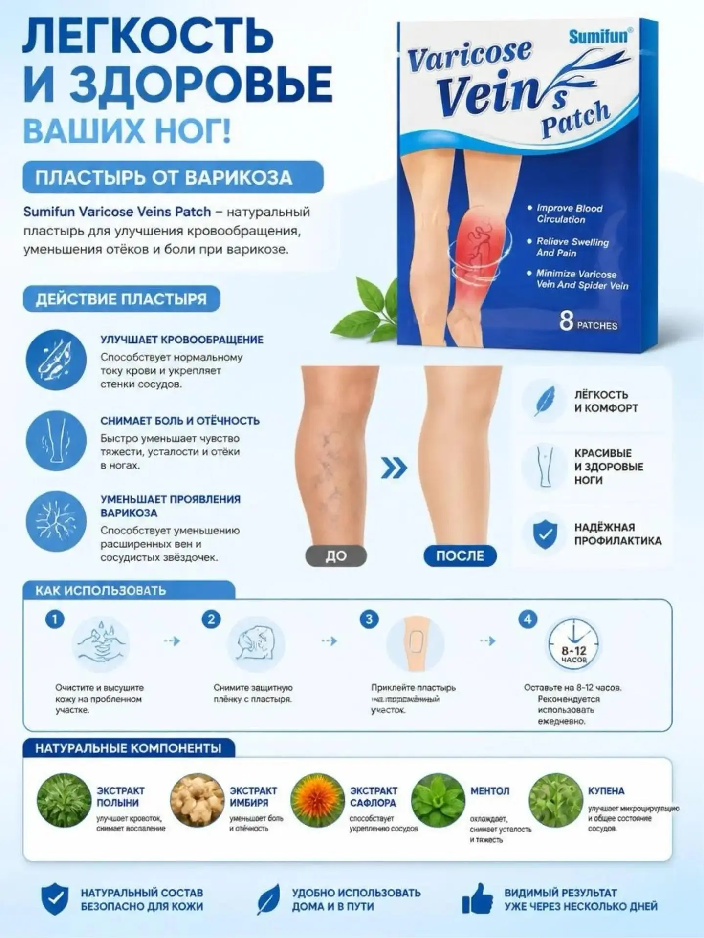 Пластырь от варикоза Sumifun Varicose Vein Patch