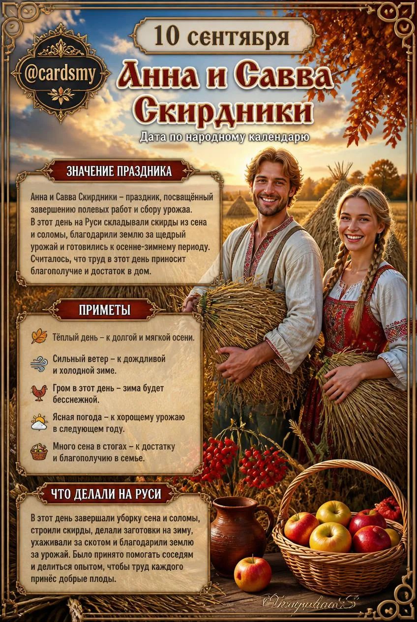10 сентября - Анна и Савва Скирдники 🌾