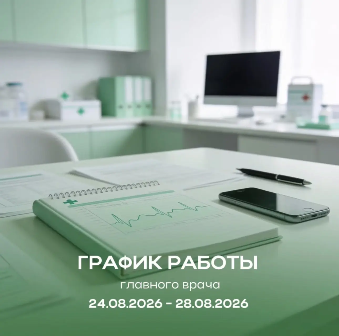 График работы главного врача с 24 по 28 августа 🏥