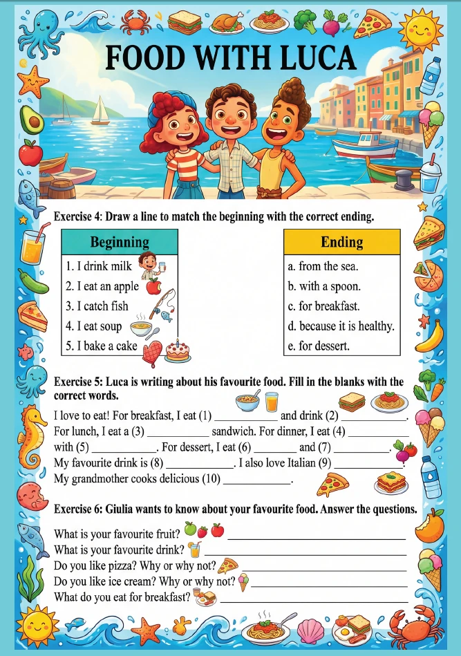 ❤ FOOD WITH LUCA A0-A1     ❤️ Забрать бесплатно можно здесь  📚📚📚Бесплатная библиотека УМК здесь  👩🏼‍