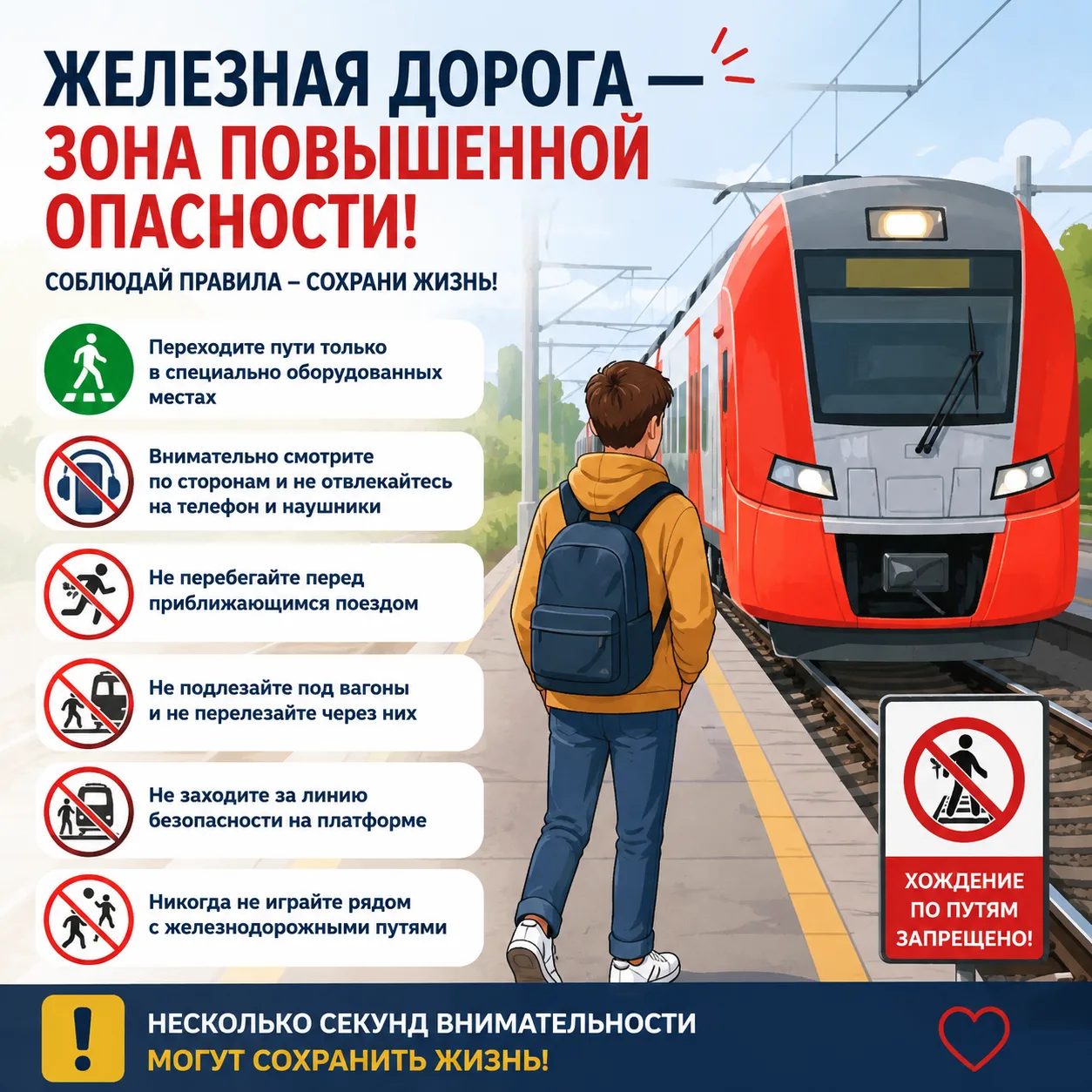 ЖЕЛЕЗНАЯ ДОРОГА — ЗОНА ПОВЫШЕННОЙ ОПАСНОСТИ!🚞
