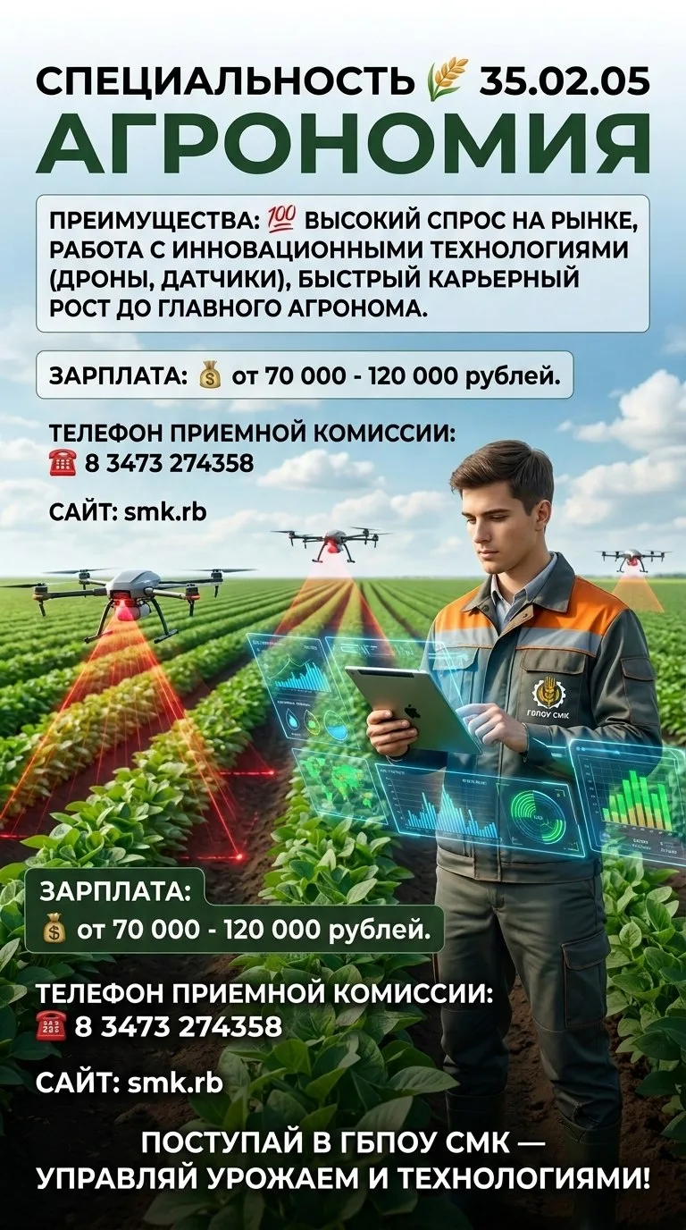 🌾 Профессия, которая кормит мир: поступай на «Агрономию»!
Думаешь, агроном — это просто работа в по
