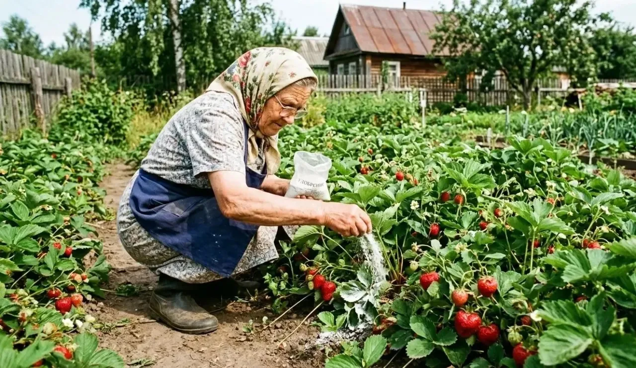 Бабушка знает как вырастить много сладкой клубники. Эти 3 порошка вам в помощь в период плодоношения