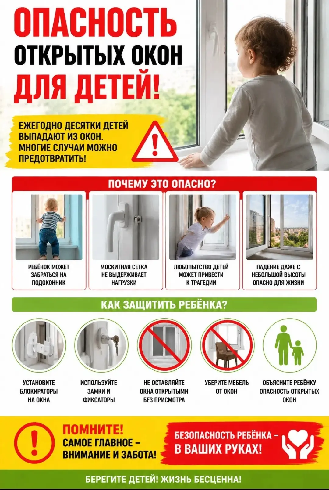 🚨Открытое окно: невидимая угроза для ребёнка🏡

Лето — время проветриваний, но для семей с детьми о