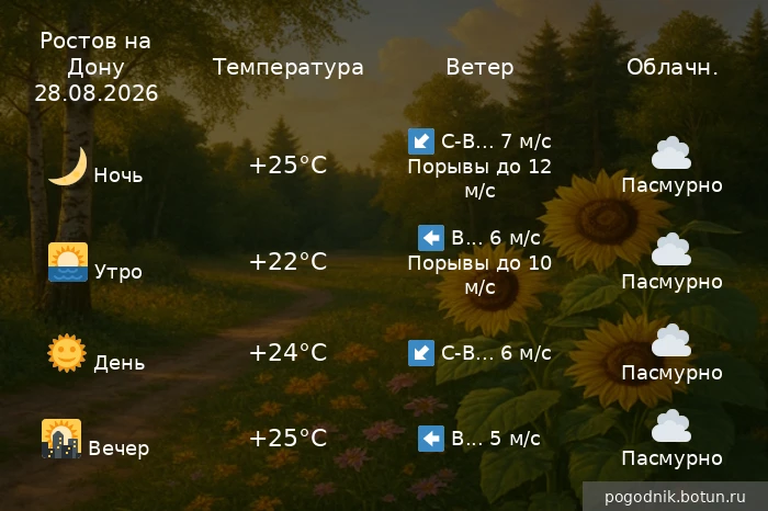 Погода на завтра  28.08.2026