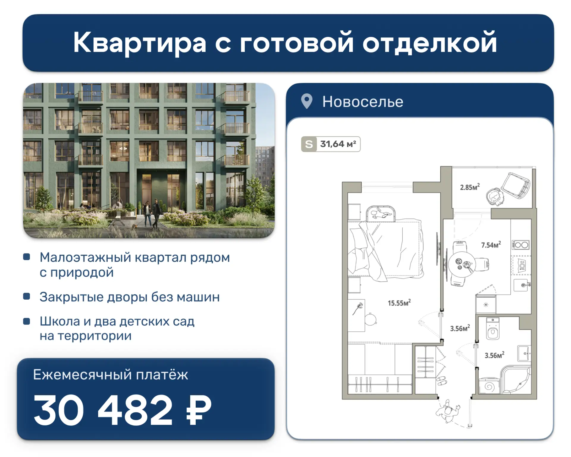 30 482 ₽/мес за собственную квартиру — платеж меньше вашей аренды