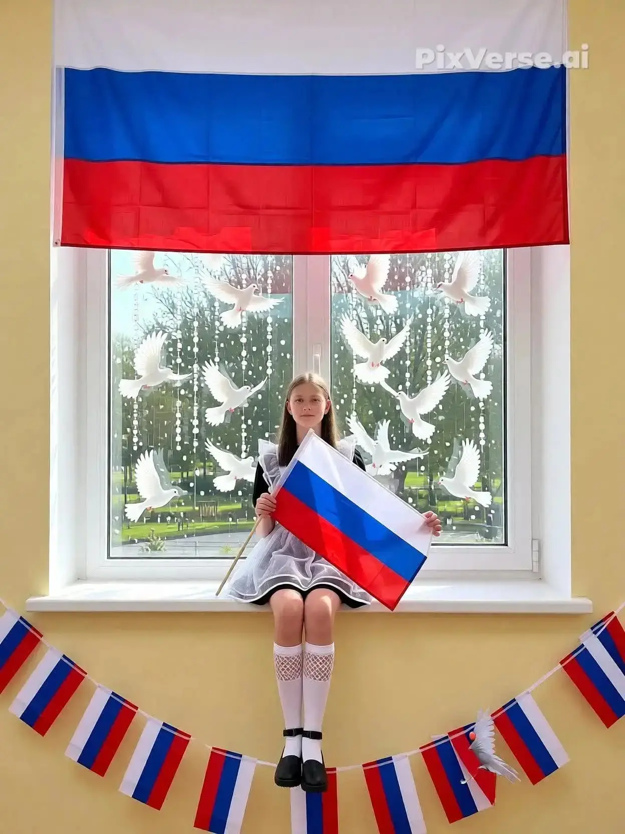 Тимченко Василиса, ученица 6 класса, принимает участие в Акции "Флаги России ".