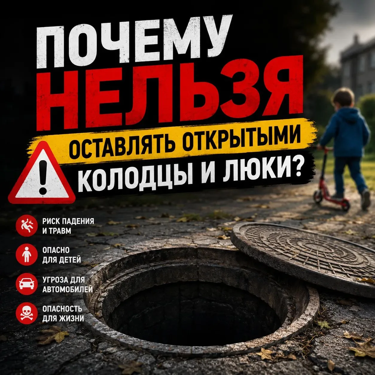 ‎🚧 Почему нельзя оставлять открытыми колодцы и люки?