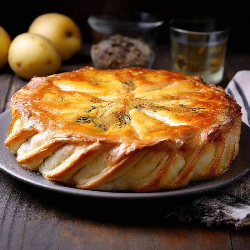 Пирοг с мясοм и картοшкοй