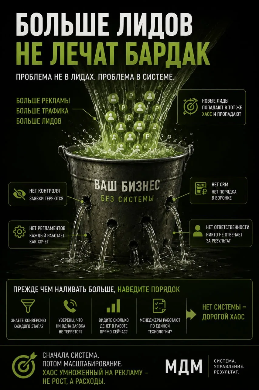 Больше лидов не лечат бардак

Когда в компании начинаются проблемы с деньгами, большинство собственн