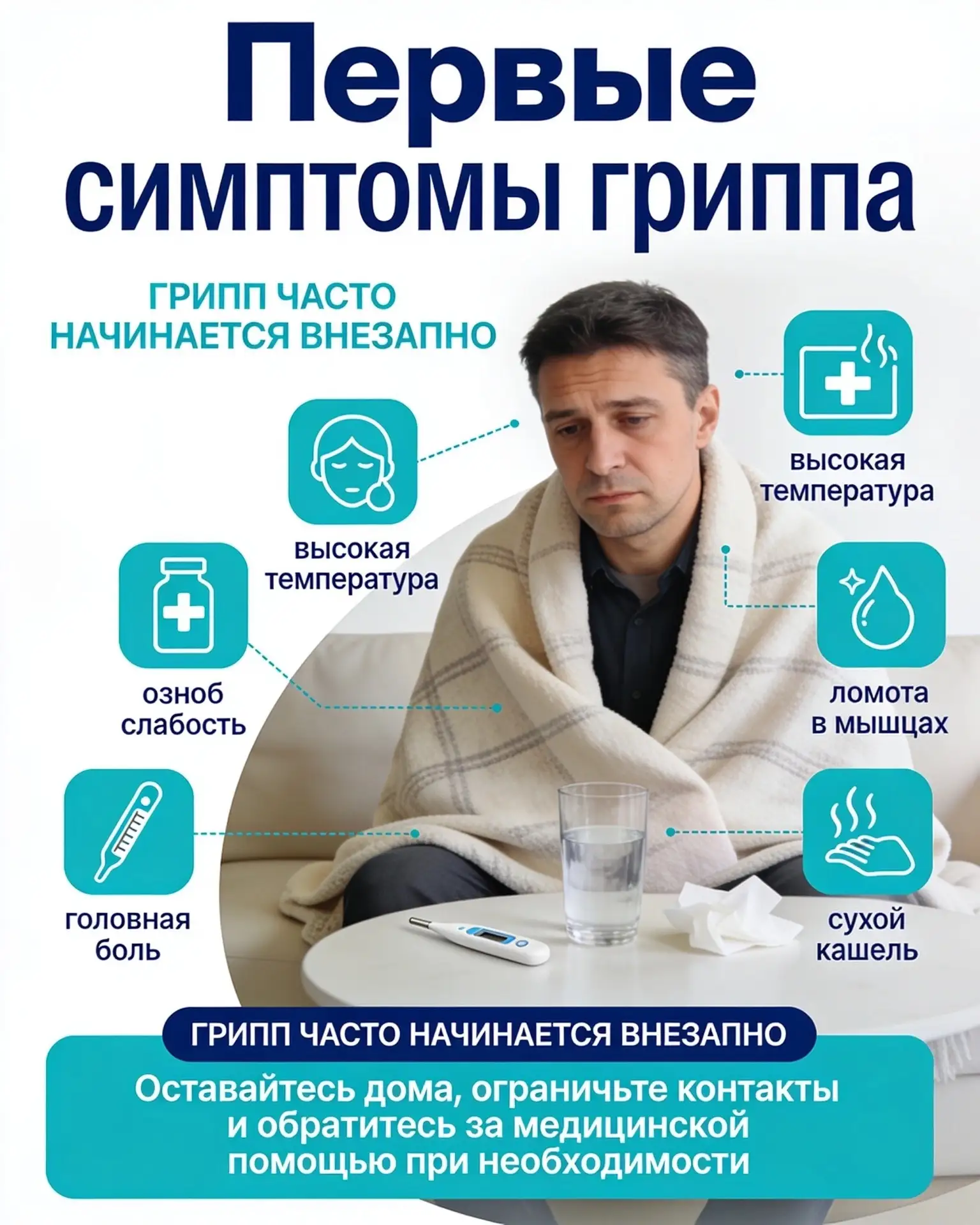 🤧 Грипп или ОРВИ: как распознать первые симптомы и что делать?