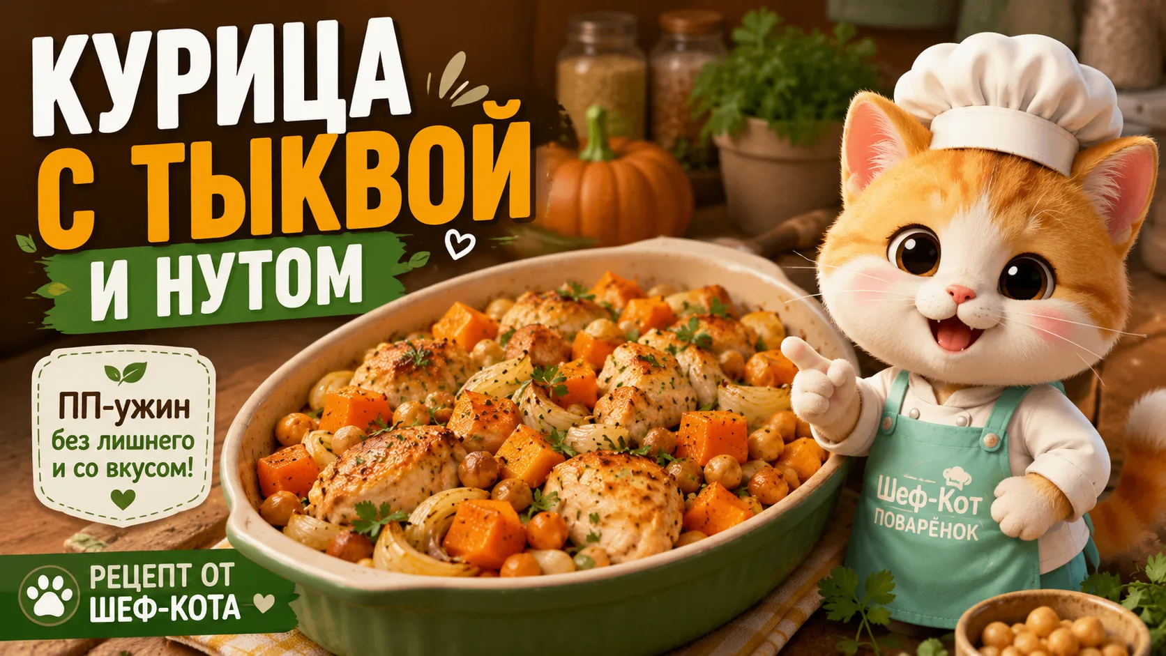 🍗 ПП-ужин от Шеф-Кота: курица с тыквой и нутом