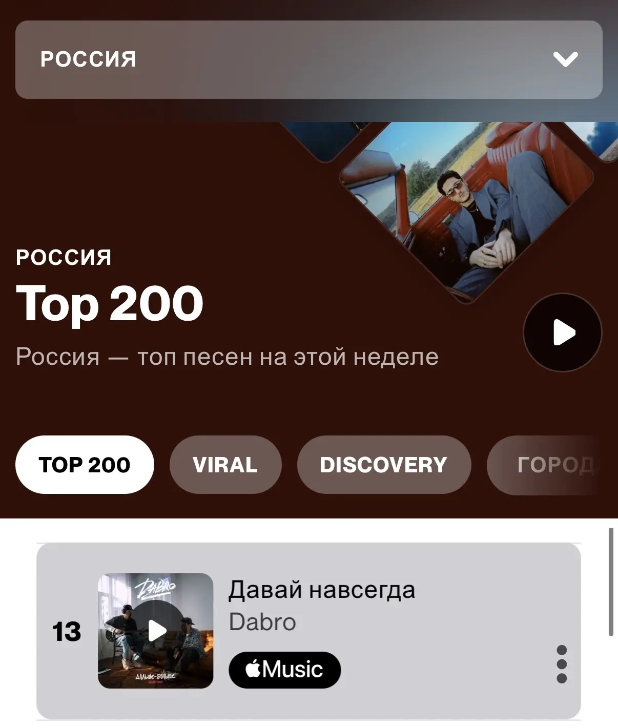 Прямо сейчас песня «Давай навсегда» в Топ Shazam на 13 месте в России и ещё в четырех с...