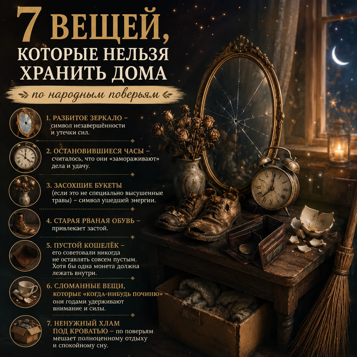 🌙 7 вещей, которые нельзя хранить дома по народным поверьям