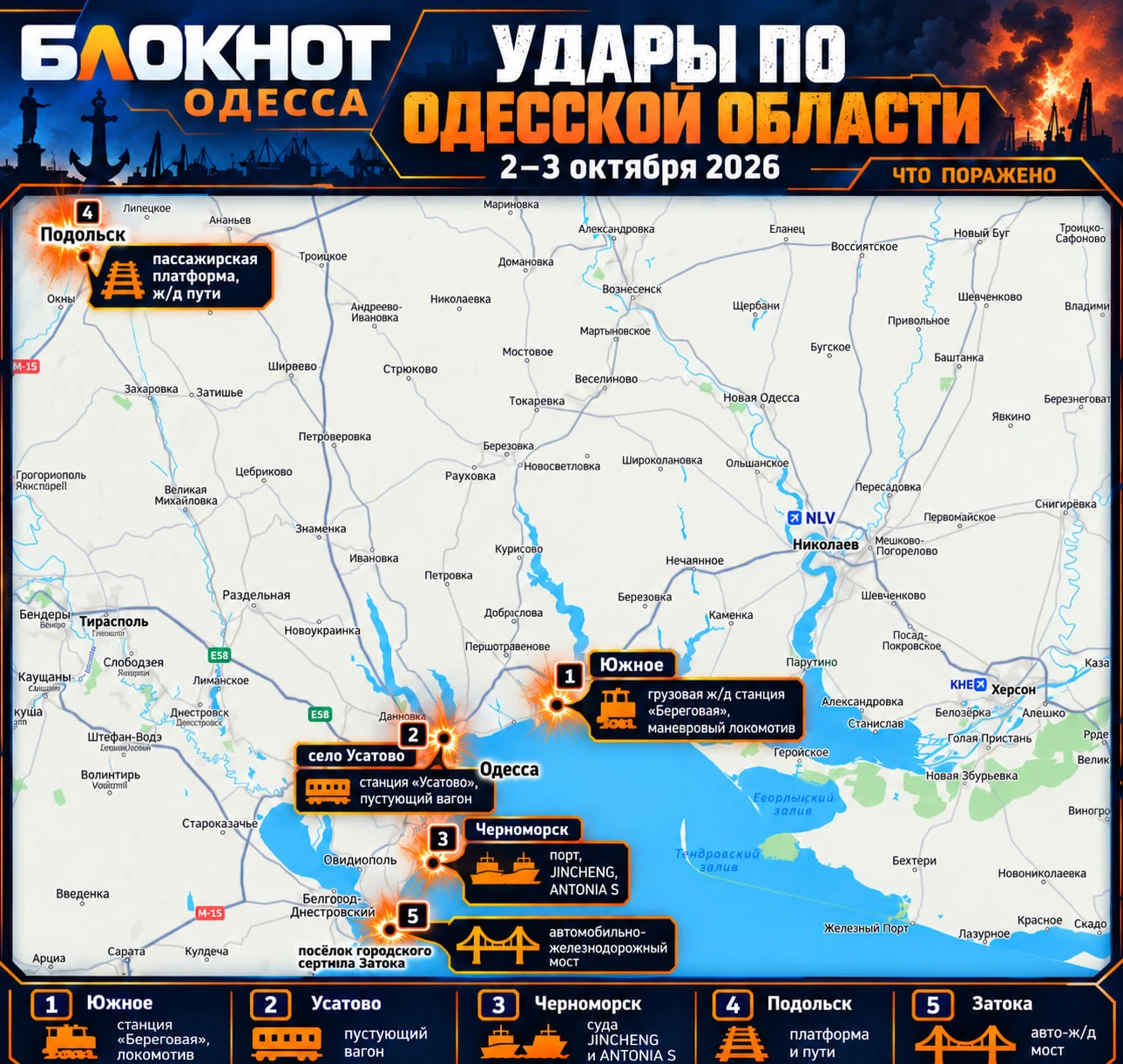 ⚡️ Куда прилетало в Одесской области 2 и 3 октября